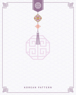 Korean Traditional Minimalist Purple Ornament Background Template for Greeting Cards