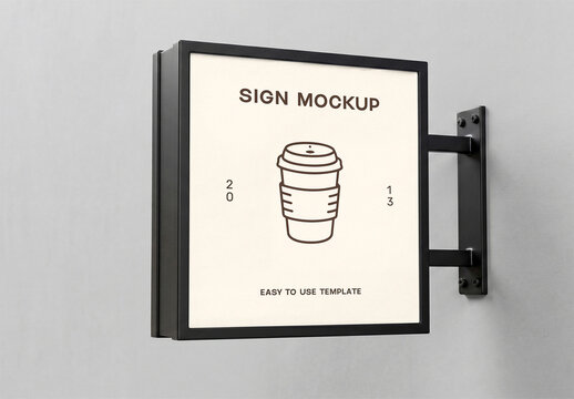 Logo Sign Mockup on Mounted Wall
