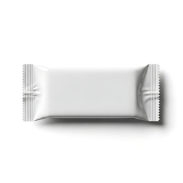 Plain rectangular snack wrapper with perforated edges and sealed ends