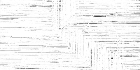 Fototapeta premium Glitchy digital background with distorted lines and shapes in black and white