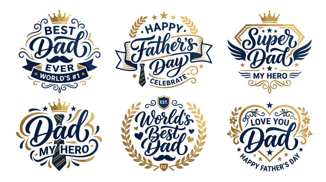 Elegant Father&rsquo;s Day calligraphy quote vector collection featuring hand-drawn lettering, decorative ornaments, and stylish typography compositions.