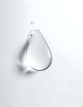 A clear water droplet with a small satellite droplet