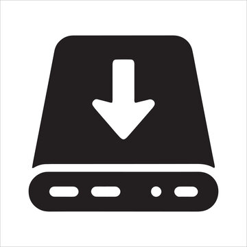 External Drive Download Line Icon Vector, External Storage and Data Transfer Symbol EPS 10