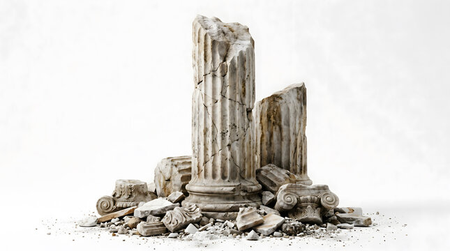 Ancient Marble Pillar Ruins Isolated Classical Greek Architecture Remains