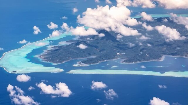 Bora Bora Island, French Polynesia. Aerial view of the island.
