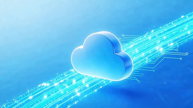 Cloud computing symbol with circuit lines