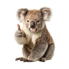 Cute Koala Giving Thumbs Up Isolated on Transparent Background for Design Projects © Harper