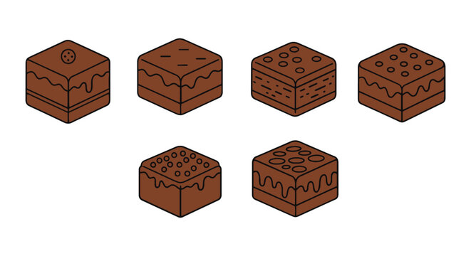 brownie Line art vector set simple abstract shapes