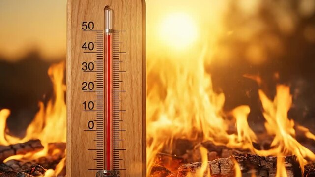 Heat wave stroke extreme summer thermometer wildfire fire flame temperature risk dry. Heat wave stroke extreme summer global warming, thermometer to high temperature, sun, climate hot weather