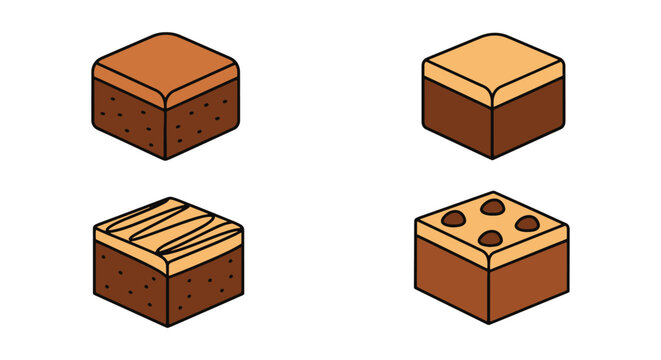 brownies Line art vector set creative abstract illustration