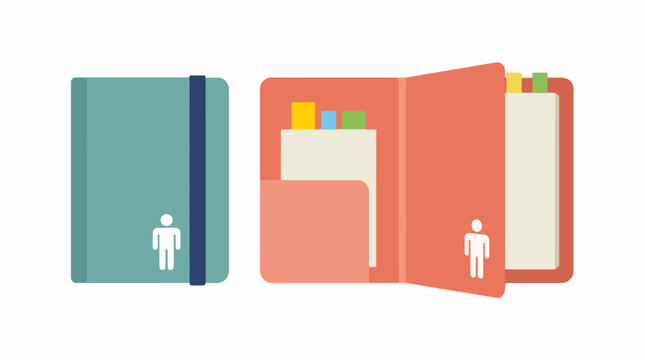 Personal organizer and notebook with human icon