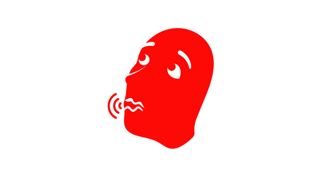 Red Silhouette Head Icon Expressing Discomfort or Pain