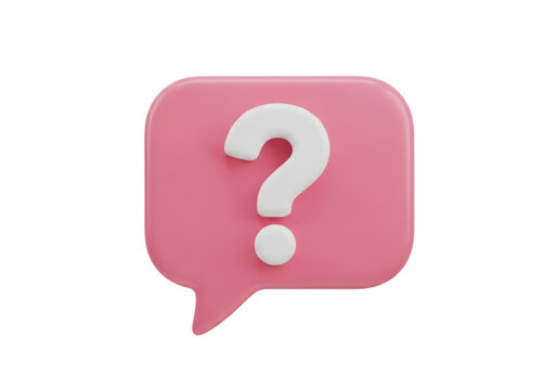 3d pink speech bubble with a white question mark isolated on transparent background