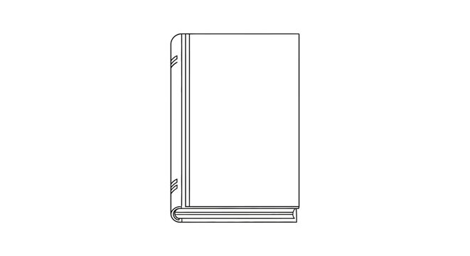 Outline of a closed book with blank cover in a minimalist style