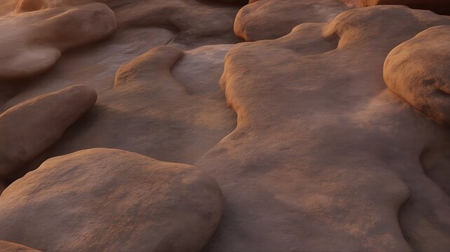 Abstract Natural Patterns and Textures of Eroded Desert Sandstone in Sunlight.