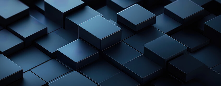 Abstract blue background with 3D cube blocks and puzzle structure business concept design