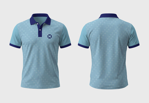 Modern Light Blue Polo Shirt Design Layout