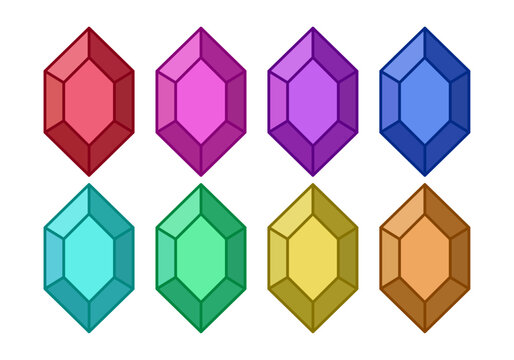 Colecci&oacute;n de ocho gemas de colores talladas con forma de rombo 
