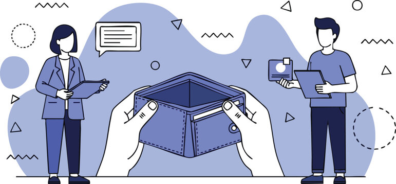 Financial Crisis Concept with People Looking at Empty Wallet