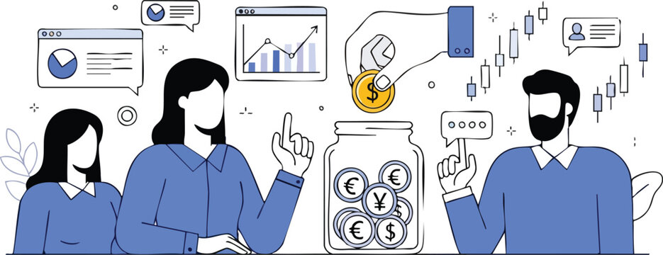 Financial Investment Strategy and Portfolio Diversification Vector