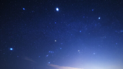 Fototapeta premium Constellationsand Milky Way stars on a dark countryside skies.