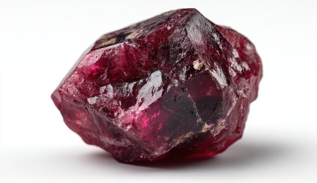 Raw ruby gemstone with deep red color and natural rough texture