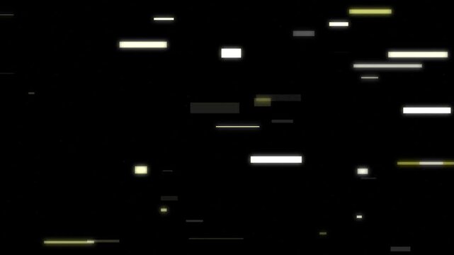 Technological data corruption glitch animation with moving abstract digital pixel noise elements flowing across
