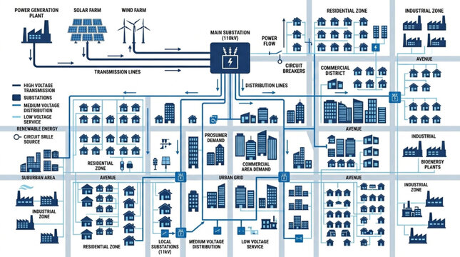 Complex Urban Infrastructure Network Diagram.