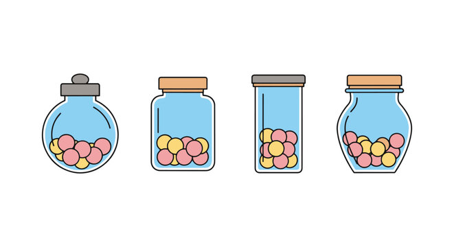candy jar Line art vector set minimal illustration