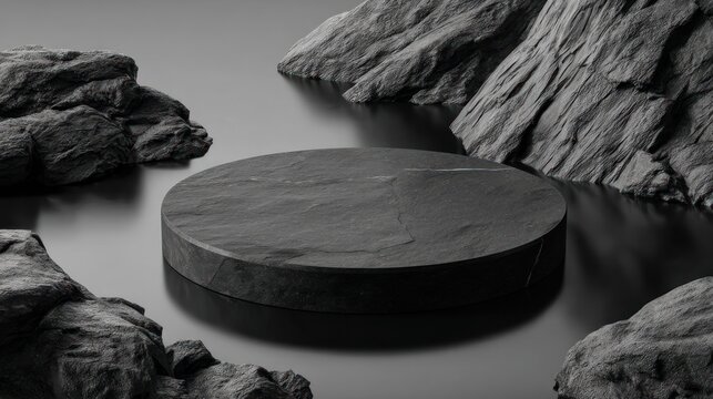 Abstract rendering of a display platform with natural elements