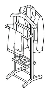 Elegant Valet Stand with Tailored Suit and Accessories, a Gentleman's Wardrobe Essential