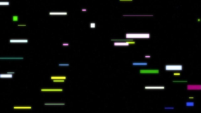 Abstract digital glitching motion graphic with colorful data corruption streaks on a black background
