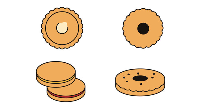butter cookie Line art vector creative abstract color