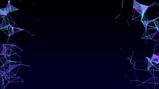 光る三角形のネットワークアニメーション　ループ　背景　動画素材　青