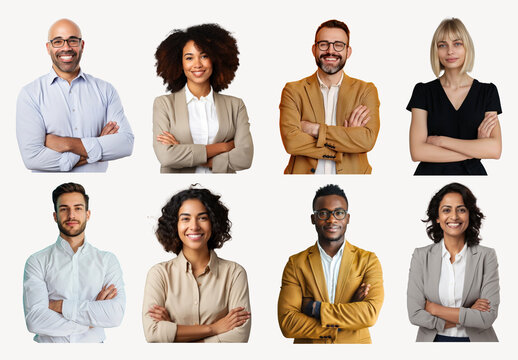 Diverse Professionals Smiling Confidently Element Set