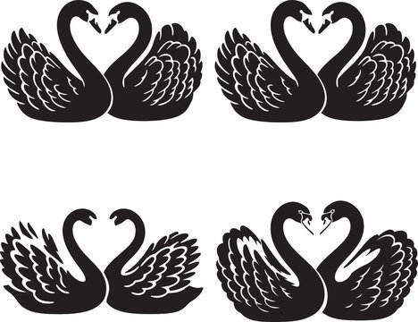 Black swan pairings elegant vector illustrations for romance and wildlife designs