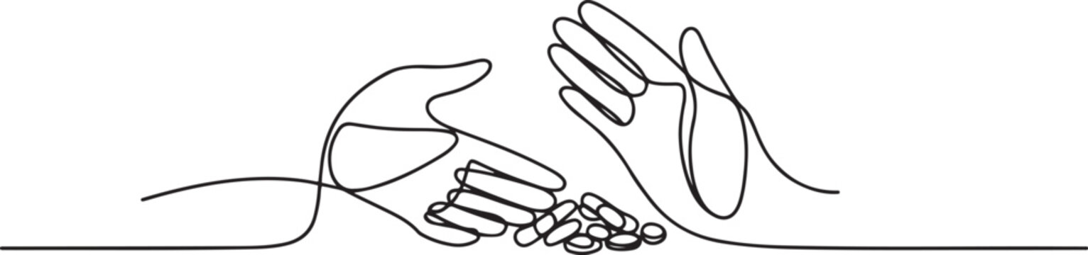 Stop drug abuse logo, Drug addiction vector, sketch drawing of hand stopping other hand to doing drug abuse. one line Icon drawing