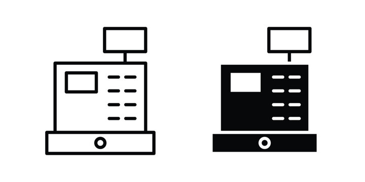 Cash register icon on white background.
