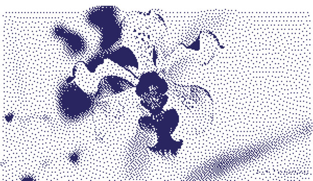 Blue floral pattern with dotted texture