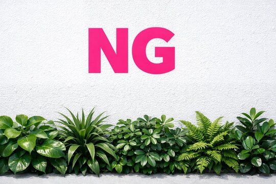 NGの文字が強調された白い壁と植物で表現する禁止や注意喚起のイメージ