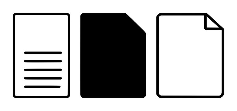 Documents Icons Set with Blank Pages, Lined Paper, and a Folded Sheet. Minimalist Design Elements for Digital Interfaces.