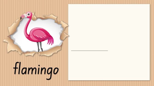 Educational Alphabet Animation for Letter F with Pink Flamingo Illustration