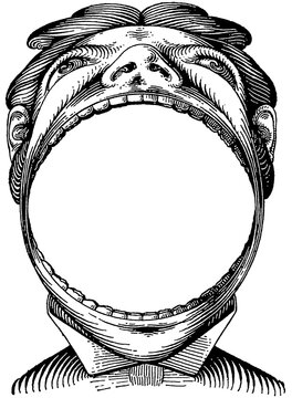 Open mouth Victorian Engraving Frame PNG &ndash; Surreal Antique Anonymous Figure