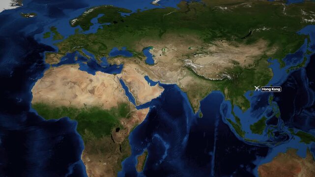 Animated Flight Map Showing Route from Hong Kong to Manchester