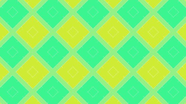 四角い線がタイル状に広がるループするモーショングラフィックス背景,緑,黄色,幾何学的,アーガイル,チェック柄,
Looping motion graphics background featuring square lines spreading in a tile pattern, green, yellow, geometric, argyle, checkered pattern