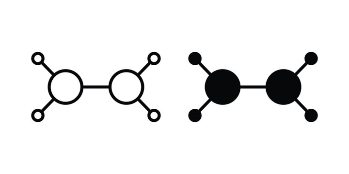 Ethylene molecule icon on white background.