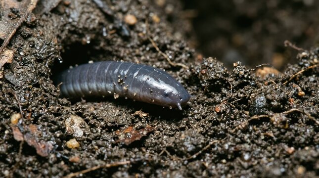 A blackworm in a dark, muddy environment.