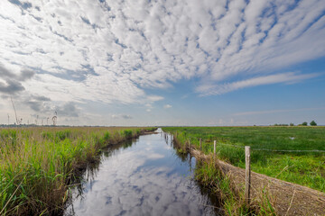 The Rozé Canal with traditional barges in the Brière Nature Park, France © serge