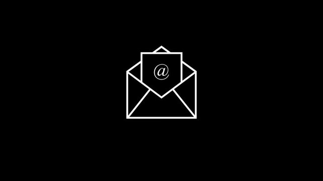 animated in email box sign. at the rate symbol. incoming mail concept.