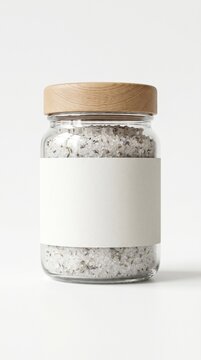 Minimal Bath Salt Jar Mockup White Background Clean Studio Scene